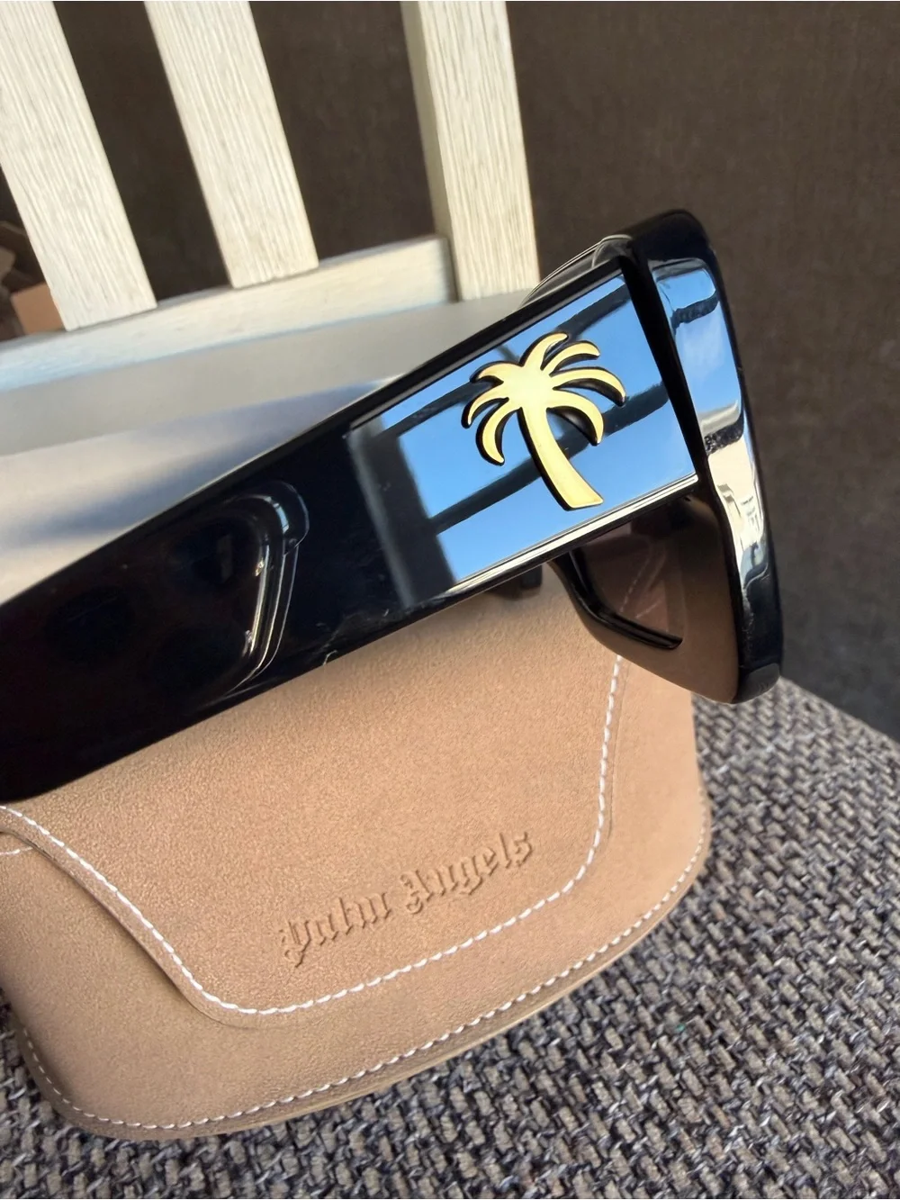 Palm Angels Black Sunglasses with Gold Palm Logo
